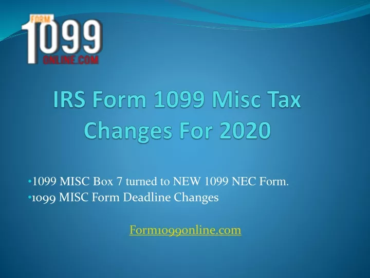 irs form 1099 misc tax changes for 2020