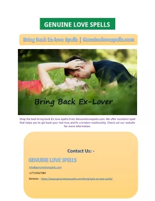 Bring Back Ex-love Spells | Genuinelovespells.com