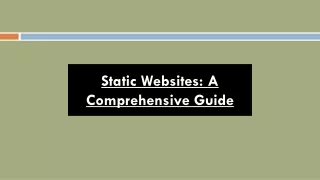 Static Websites: A Comprehensive Guide