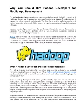 why you should hire hadoop developers for mobile