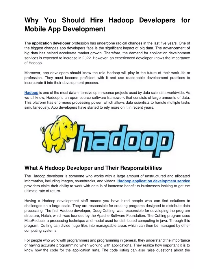 why you should hire hadoop developers for mobile
