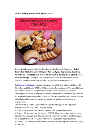 global bakery fats market report 2020
