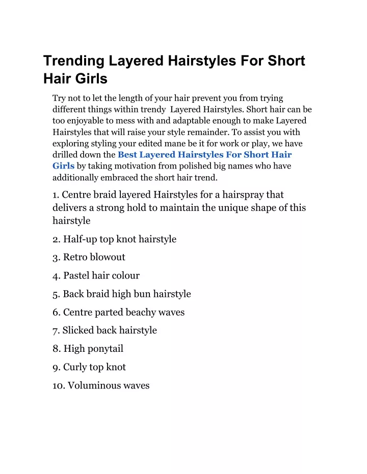 trending layered hairstyles for short hair girls