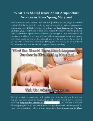 What You Should Know About Acupuncture Services in Silver Spring Maryland