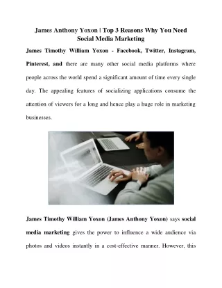 James Timothy William Yoxon - Top reasons why social media marketing is important