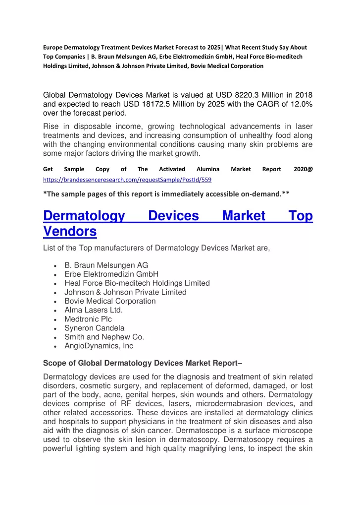 europe dermatology treatment devices market