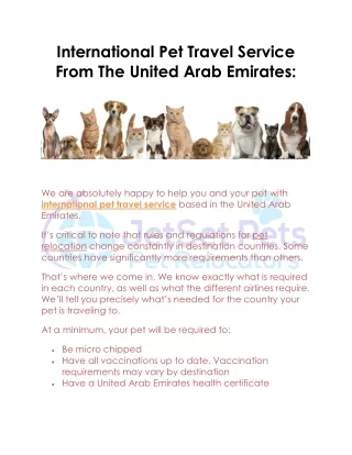 international pet travel service from the united