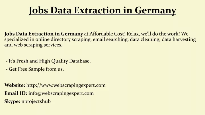 jobs data extraction in germany