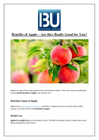 benefits of apple are they really good for you