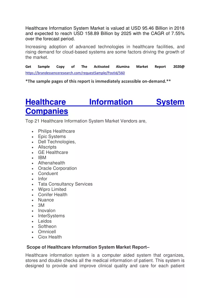 healthcare information system market is valued