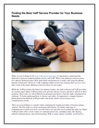 finding the best voip service provider for your