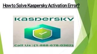 How to Solve Kaspersky Activation Error?