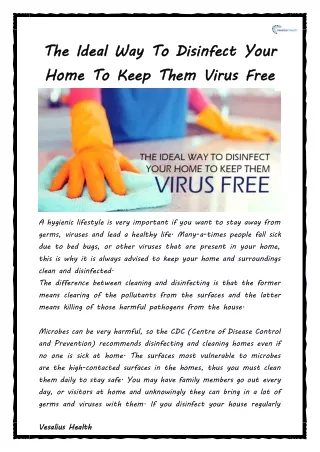The Ideal Way To Disinfect Your Home To Keep Them Virus Free