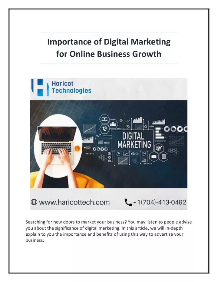 importance of digital marketing for online