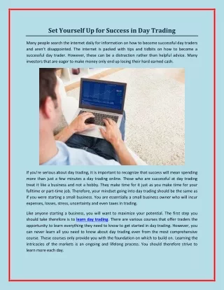set yourself up for success in day trading