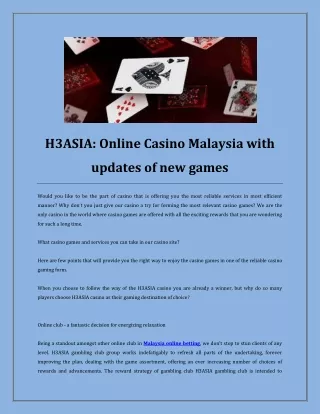 Online Slot Malaysia,Online Casino Malaysia h3asia.com