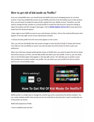 How to get rid of kid mode on Netflix?