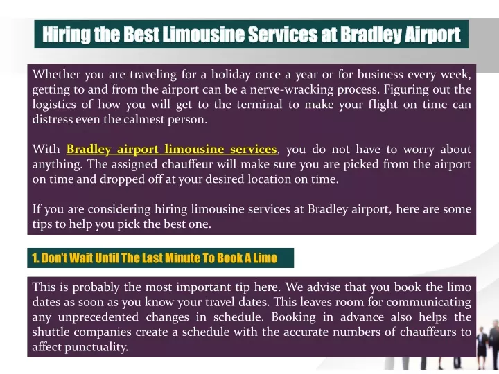 hiring the best limousine services at bradley