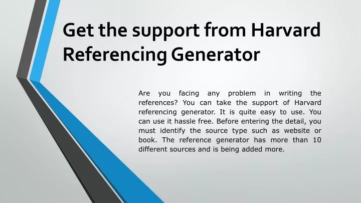 get the support from harvard referencing generator