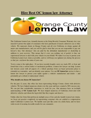 Hire Best OC lemon law Attorney