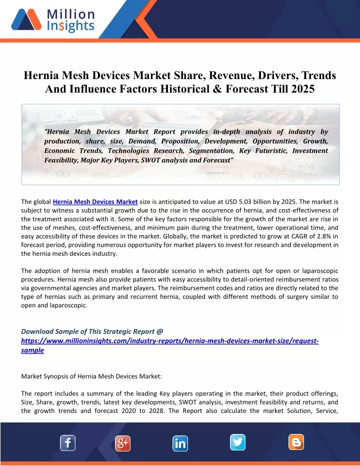 hernia mesh devices market share revenue drivers