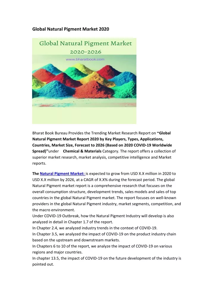 global natural pigment market 2020