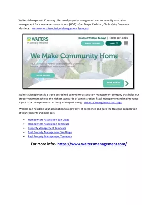 walters management company offers real property