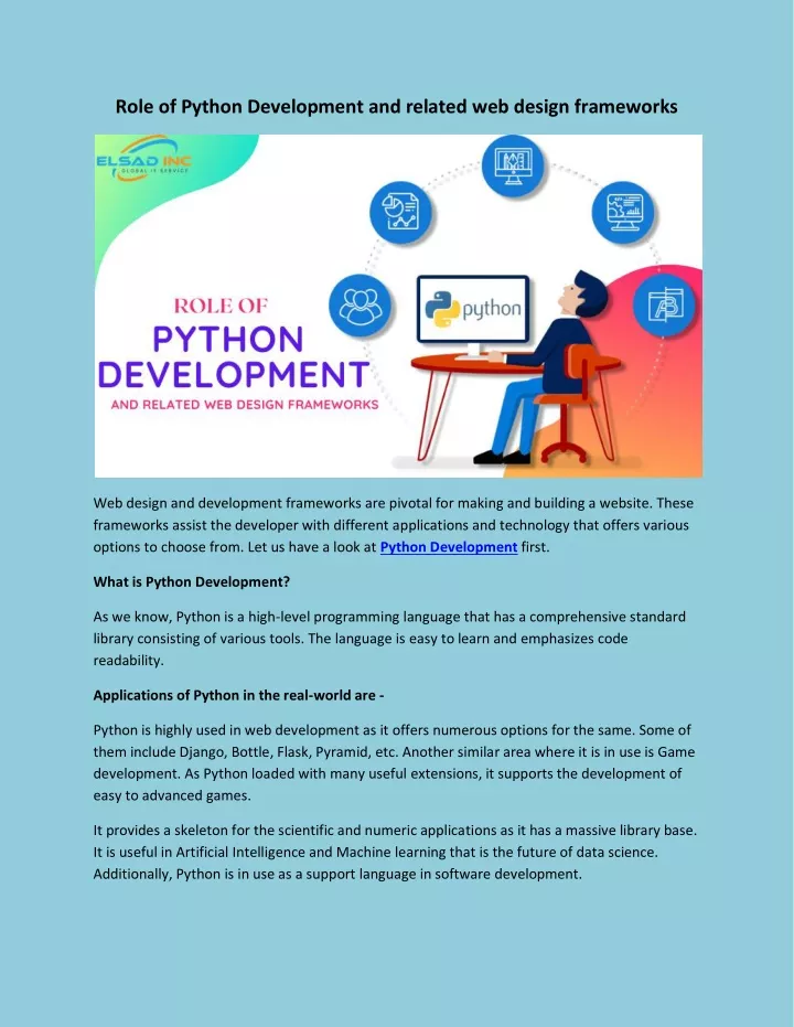 role of python development and related web design