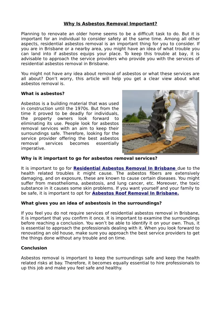 why is asbestos removal important