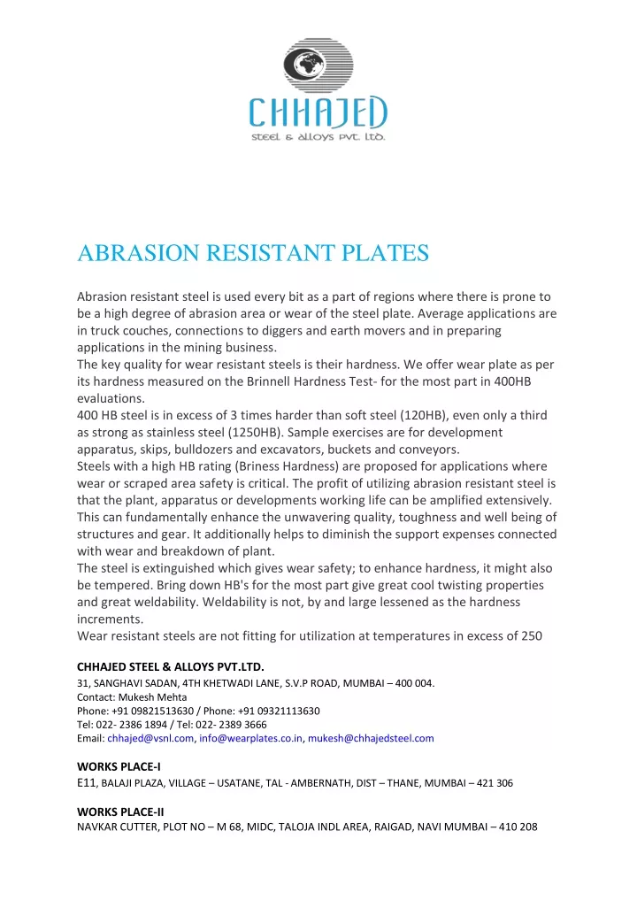 abrasion resistant plates