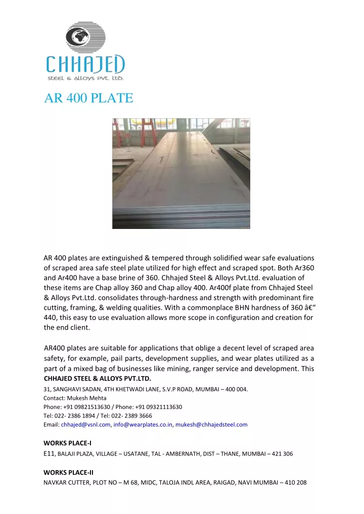 ar 400 plate