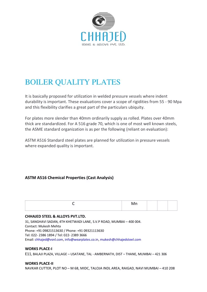 boiler quality plates