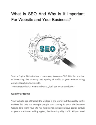 What Is SEO And Why Is It Important For Website and Your Business?