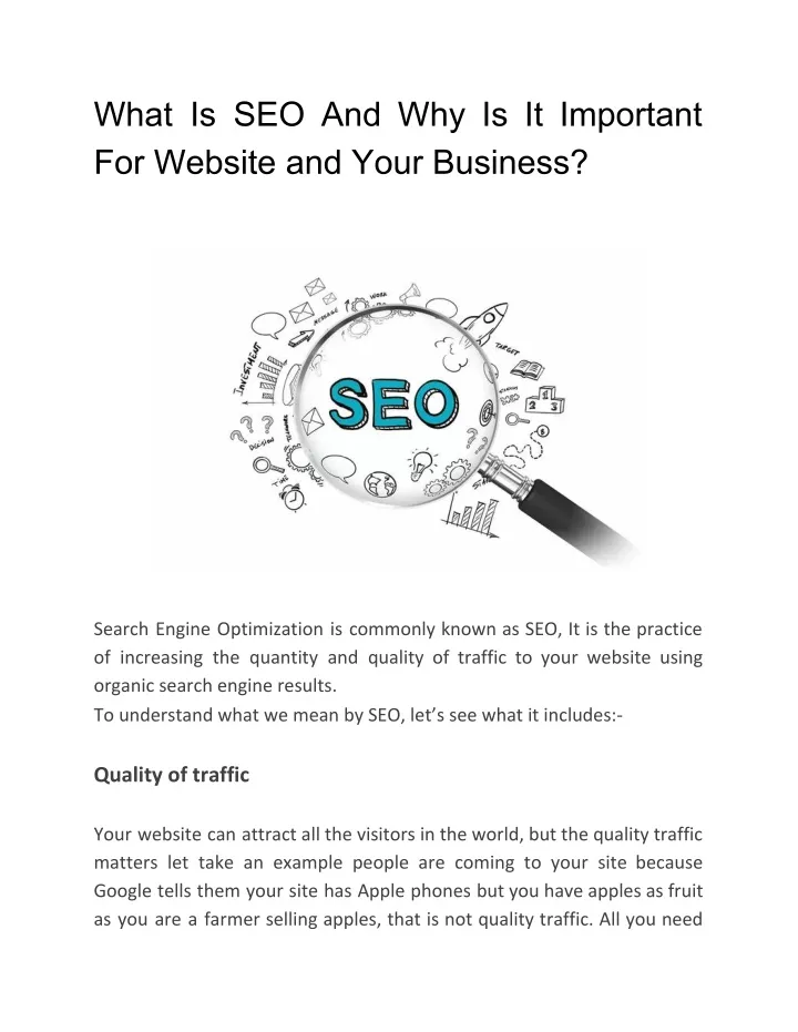 what is seo and why is it important for website