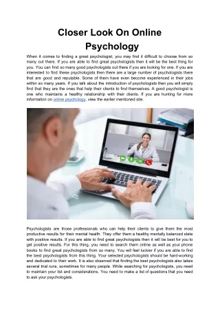 Closer Look On Online Psychology