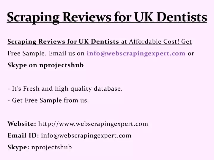 scraping reviews for uk dentists