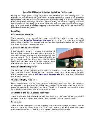 benefits of having shipping container for storage