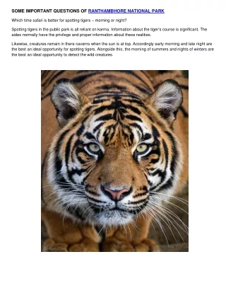 some important questions of ranthambhore national