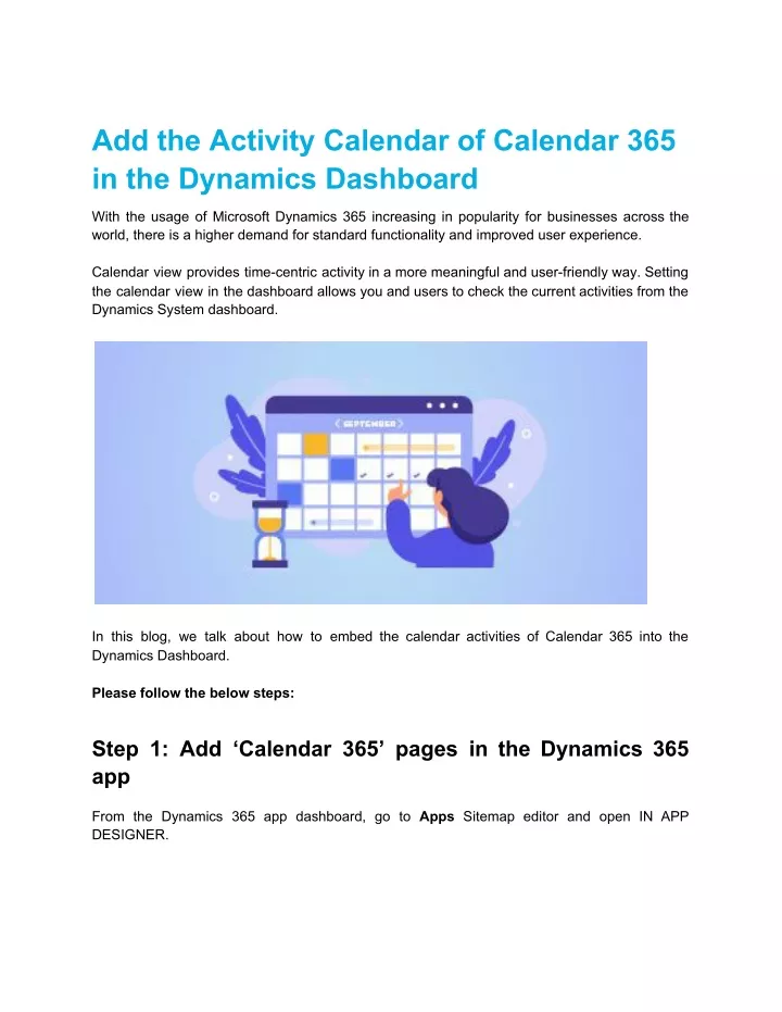 add the activity calendar of calendar