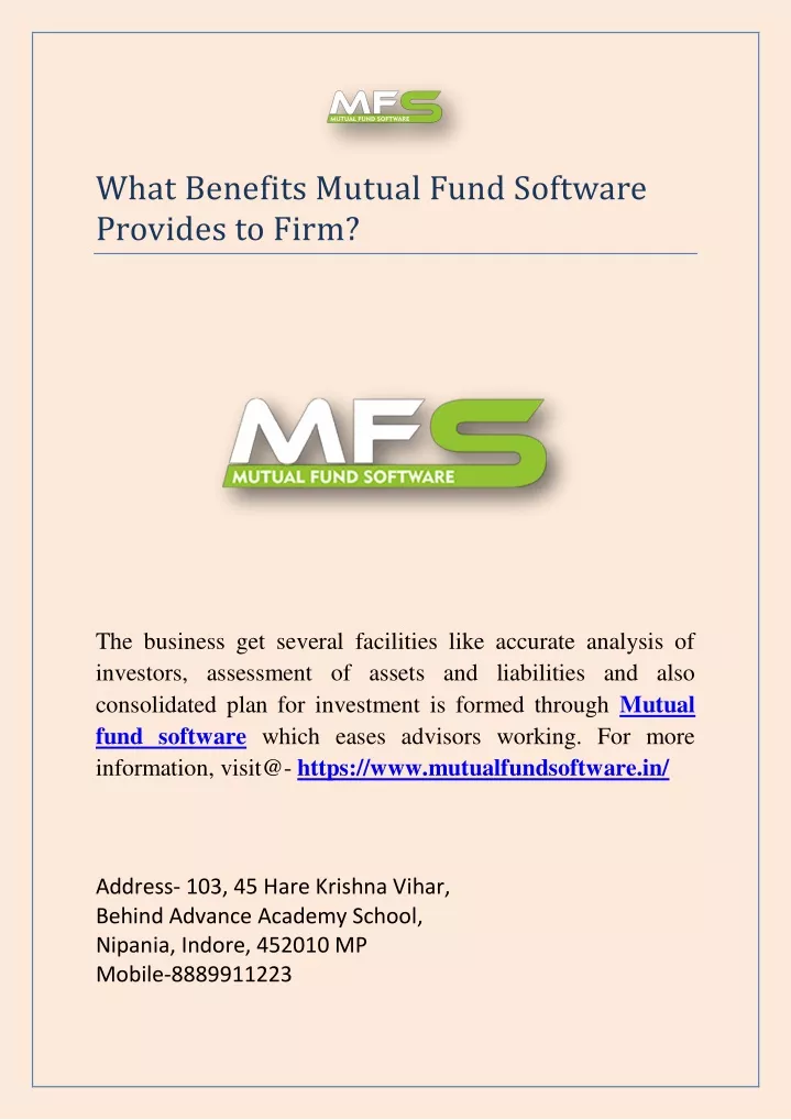 what benefits mutual fund software provides