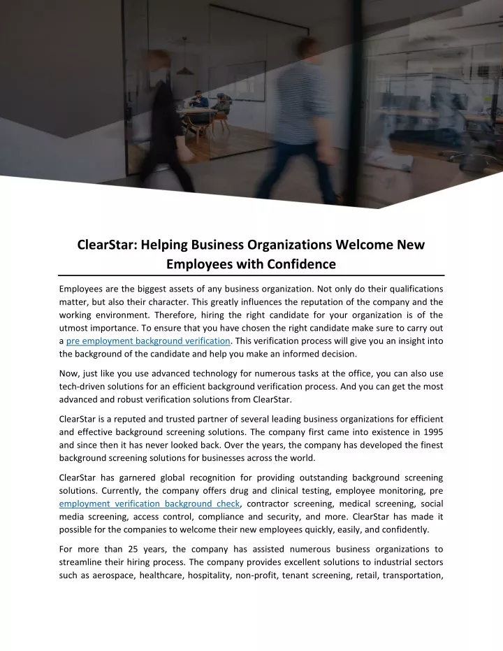 clearstar helping business organizations welcome