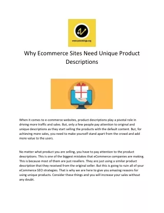 Why Ecommerce Sites Need Unique Product Descriptions