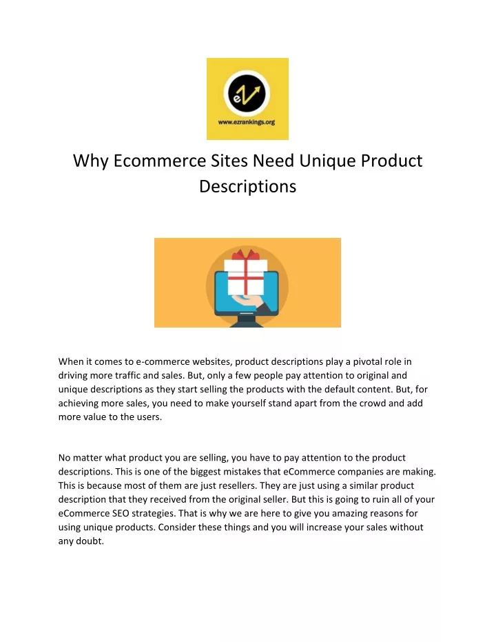 why ecommerce sites need unique product