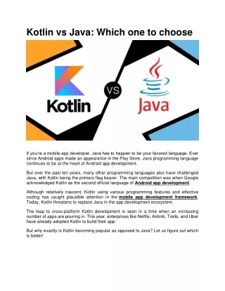 Kotlin vs Java: Which One to Choose for Android App Development