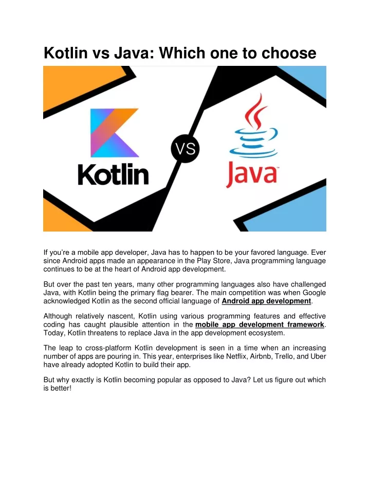 kotlin vs java which one to choose