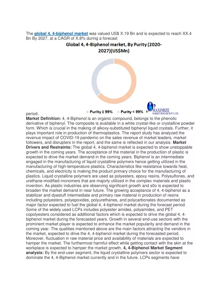 the global 4 4 biphenol market was valued