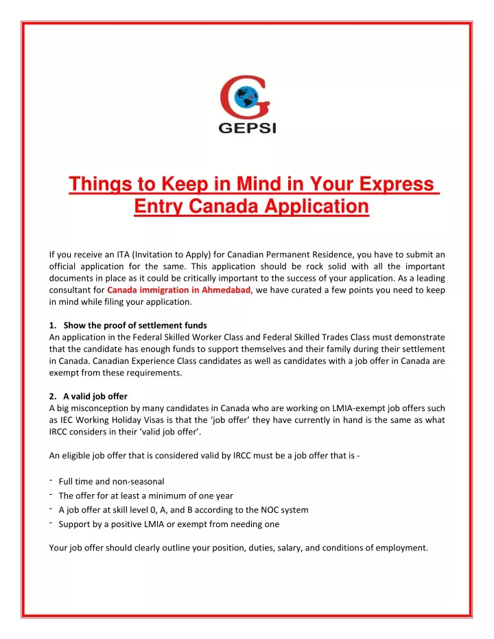 things to keep in mind in your express entry