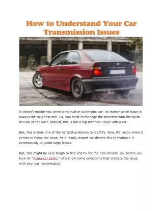 how to understand your car transmission issues