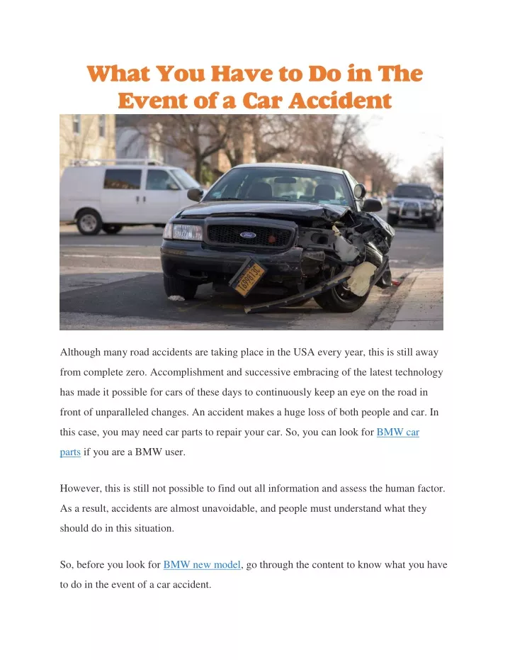 what you have to do in the event of a car accident