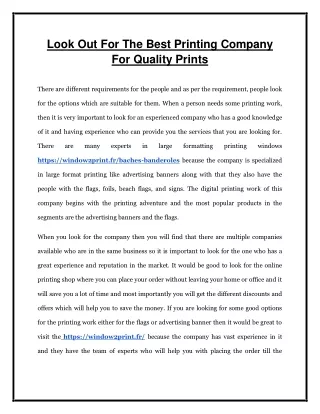 look out for the best printing company